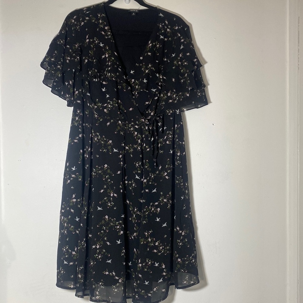 Torrid Chiffon Floral Wrap Dress